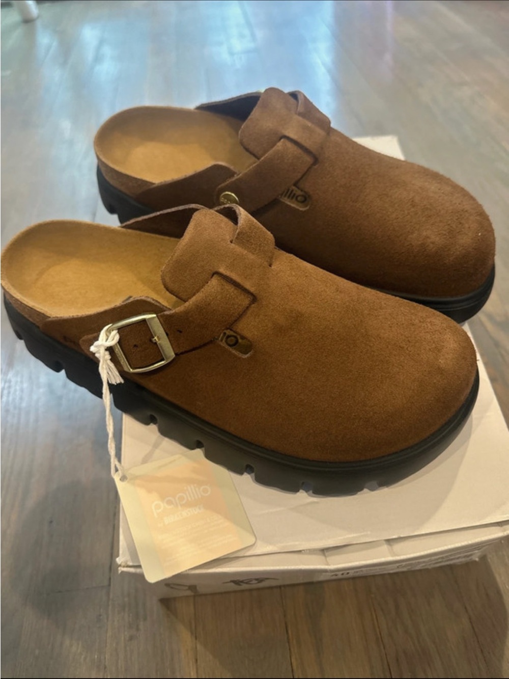 Papillio by Birkenstock Brown Suede Clog with Buckle
